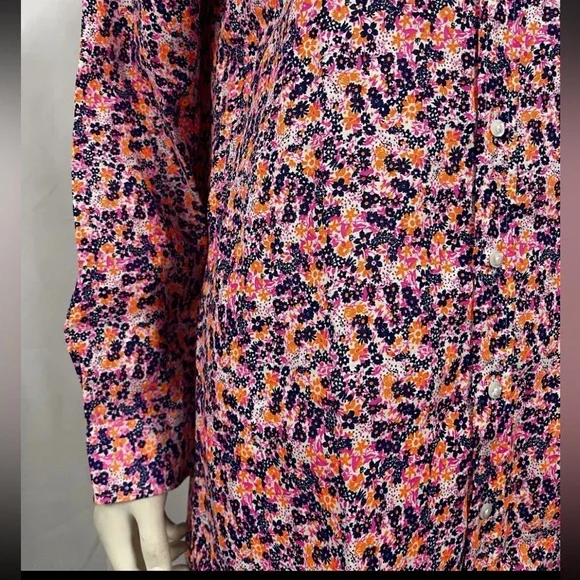FRANK & EILEEN Colorful Floral Linen Relaxed Comfy Summer Resort Tunic Shirt S